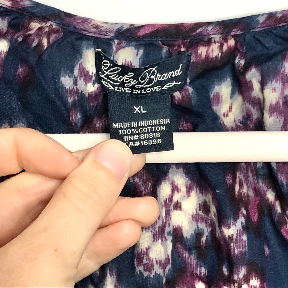 Lucky Brand purple & blue tie die long sleeve top